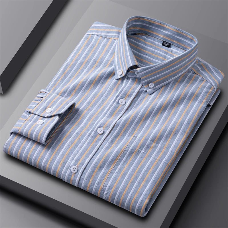 Men's Oxford Button Down Shirt Long Sleeve Cotton - Gray