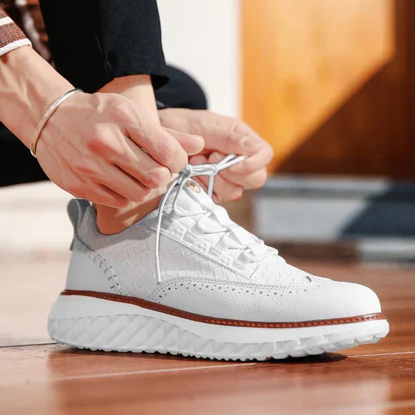 Men's Platform Walking Sneakers Lace Up Textured Design