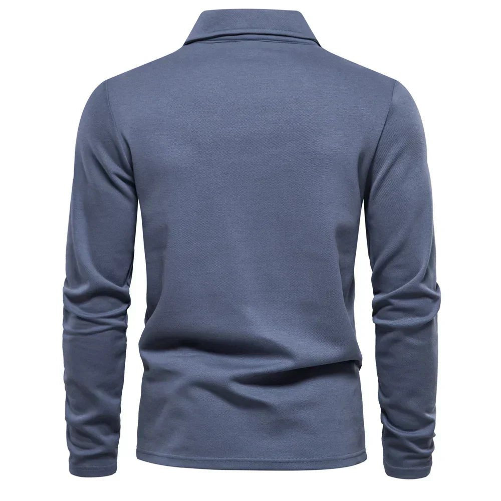 Men's Polo Sweater Long Sleeve Knit Pullover Classic