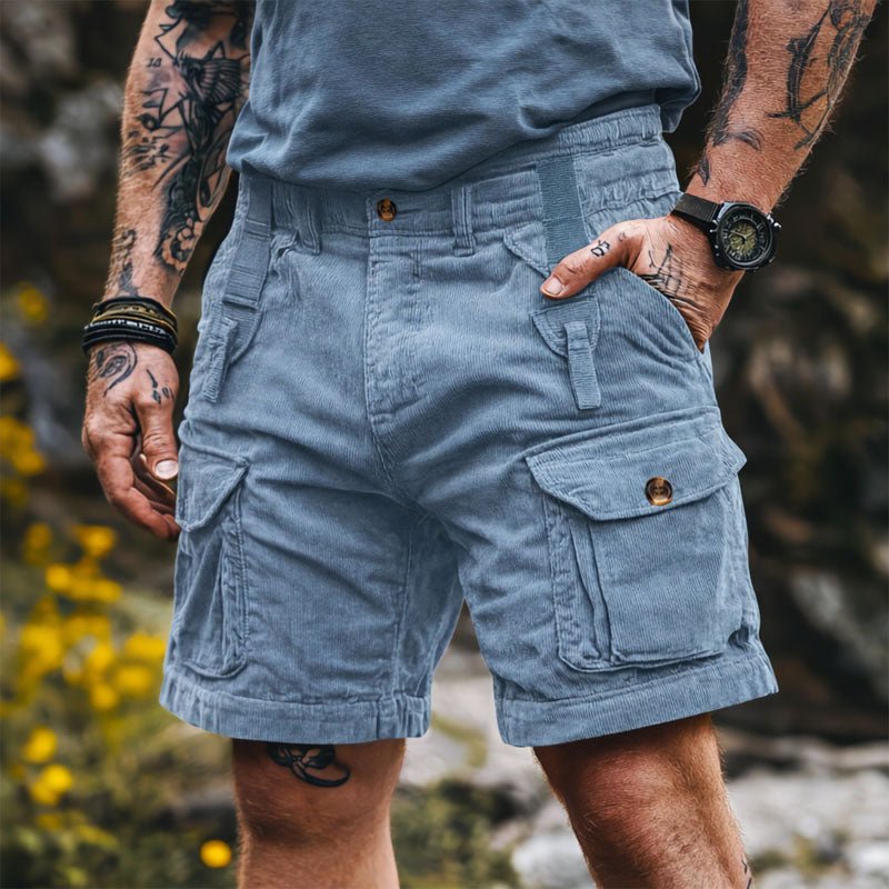 Men's Regular Fit Corduroy Cargo Shorts - Blue