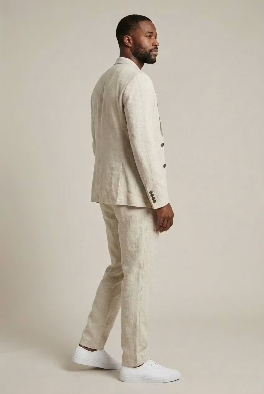 Men's Relaxed-Fit Linen Two-Piece Suit Set