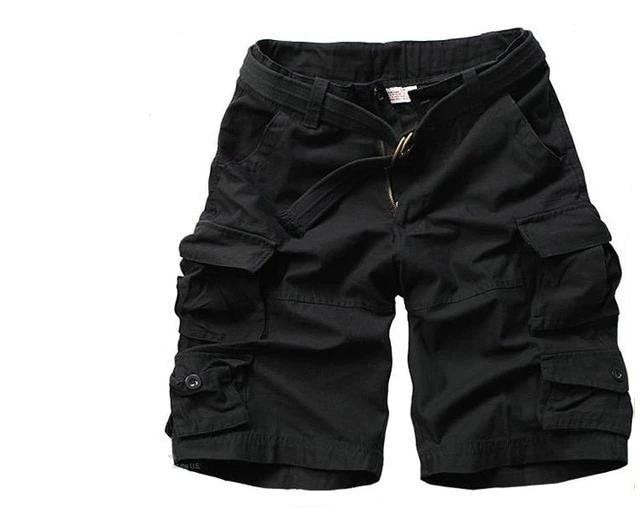 Men's Relaxed-Fit Multi-Pocket Camouflage Cargo Shorts - Schwarz