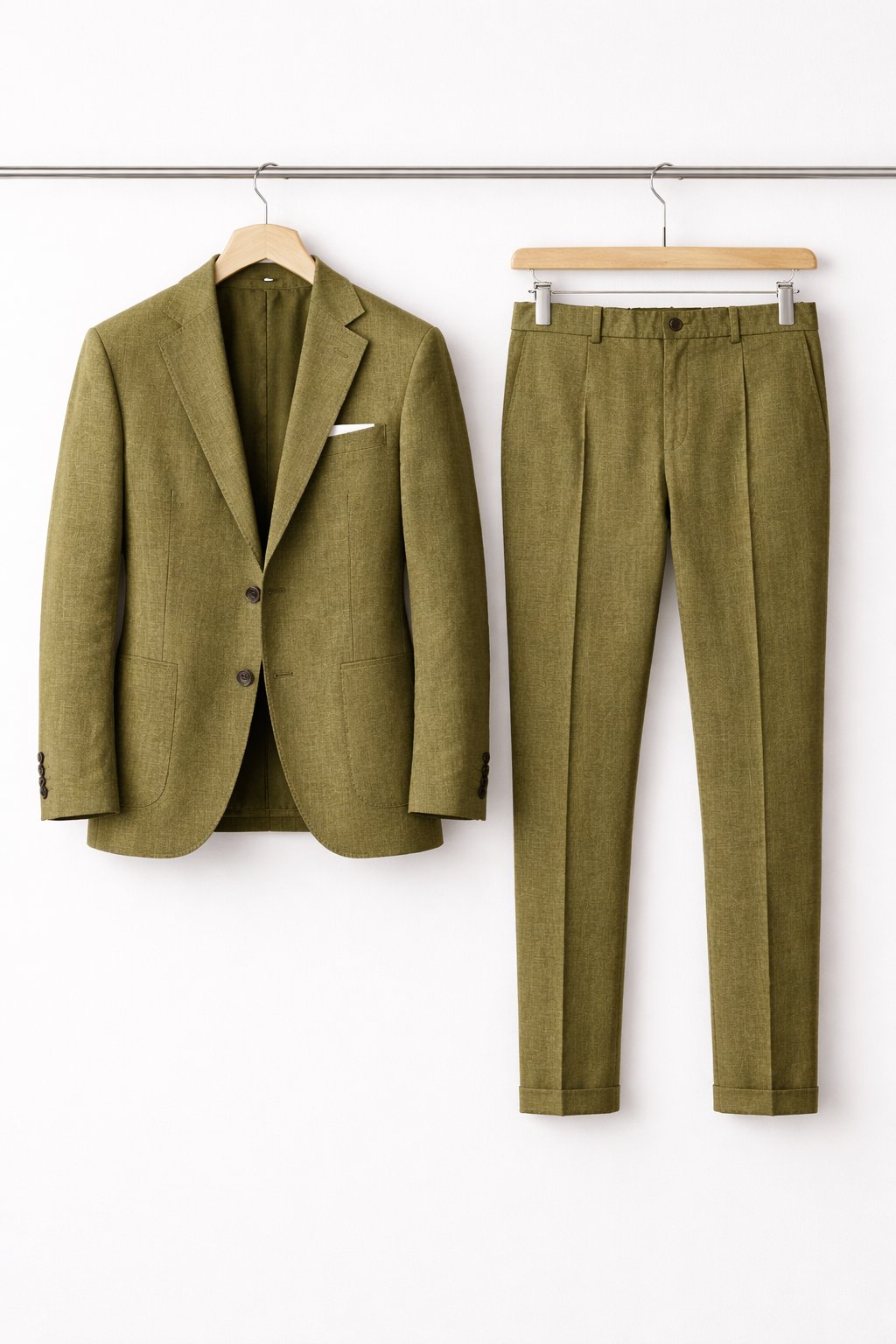 Men's Slim-Fit Structured Nylon Blend Two-Piece Set - Olive Green
