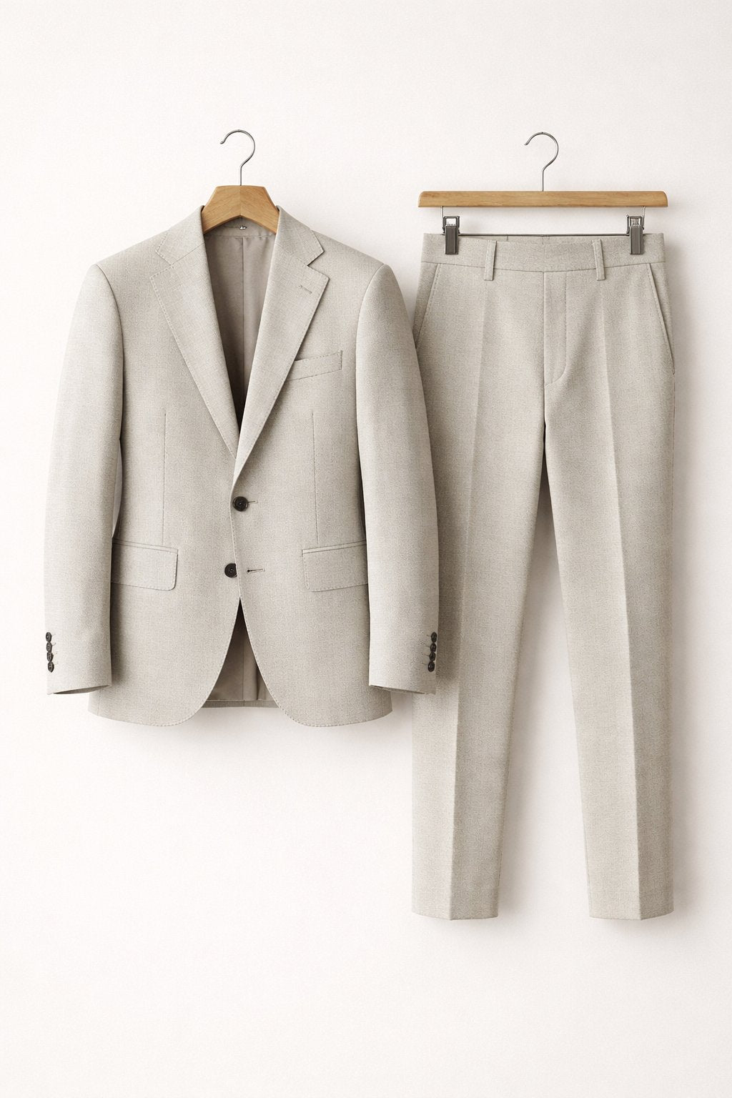 Men's Slim-Fit Structured Nylon Blend Two-Piece Set - Light Grey