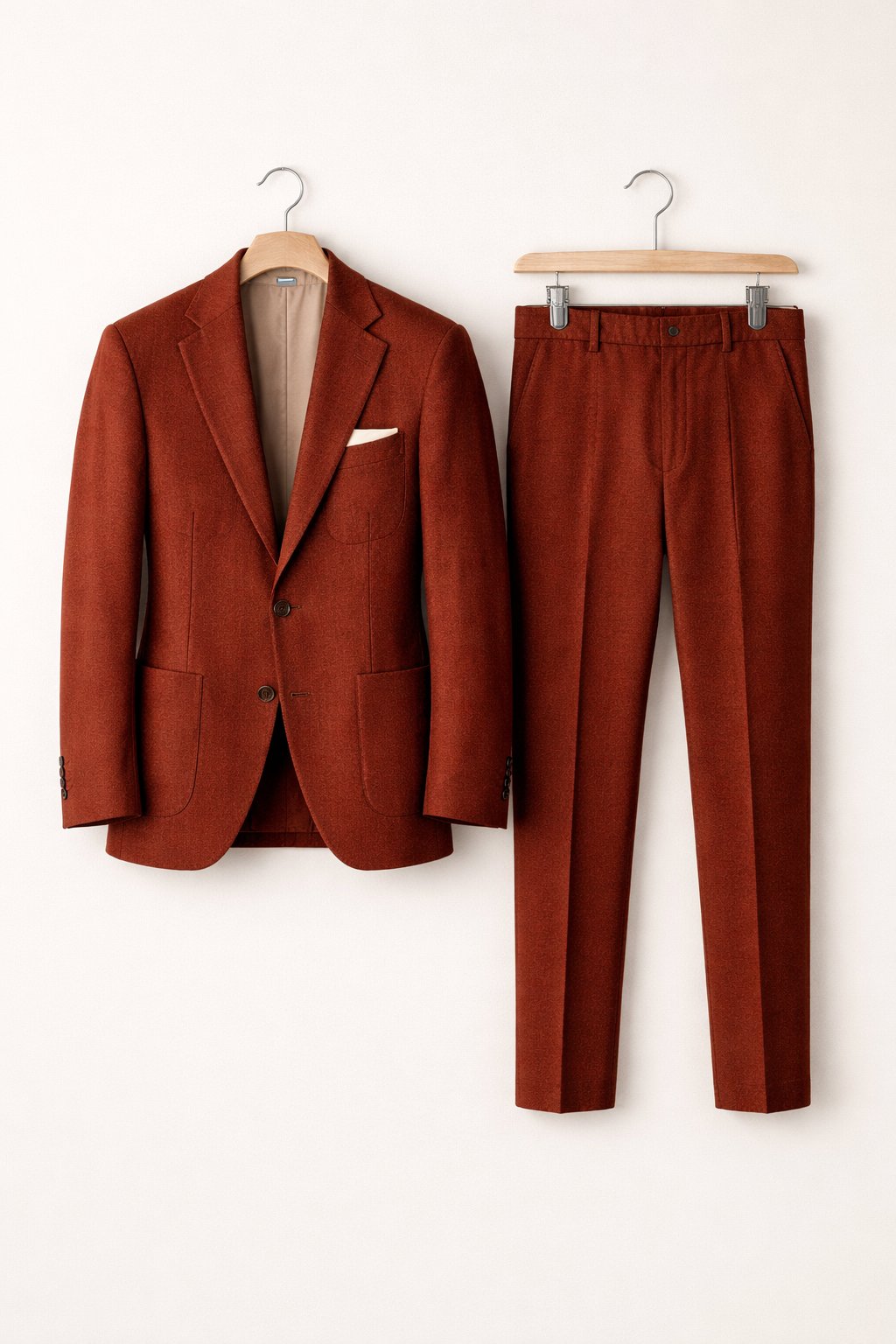 Men's Slim-Fit Structured Nylon Blend Two-Piece Set - Burgundy