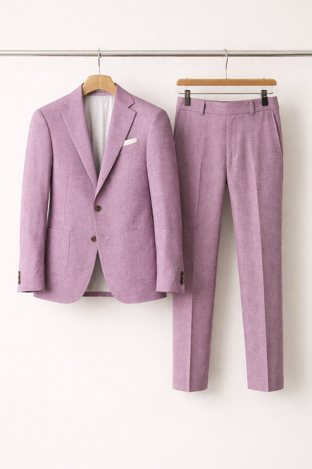 Men's Slim-Fit Structured Nylon Blend Two-Piece Set - Purple