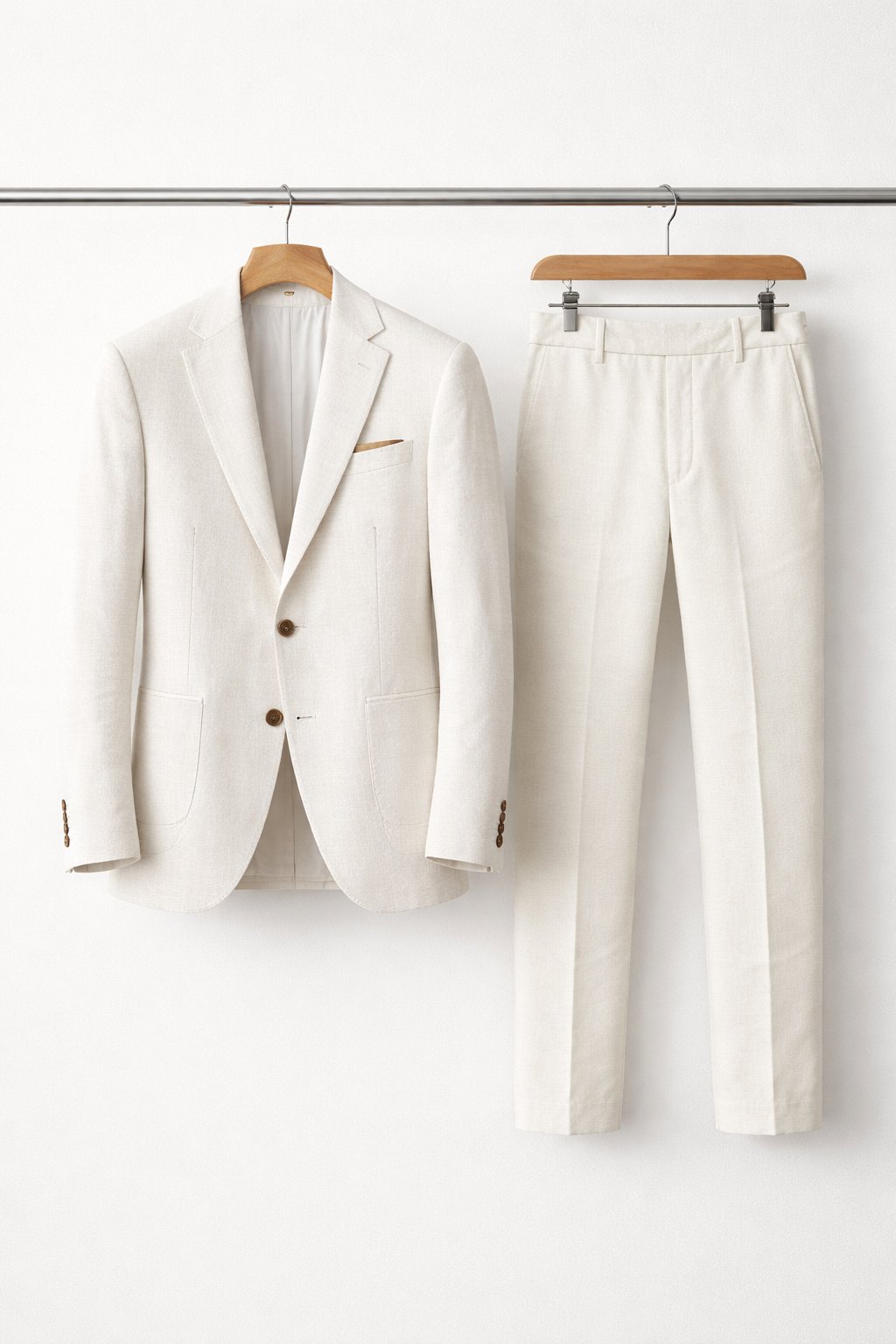 Men's Slim-Fit Structured Nylon Blend Two-Piece Set - White