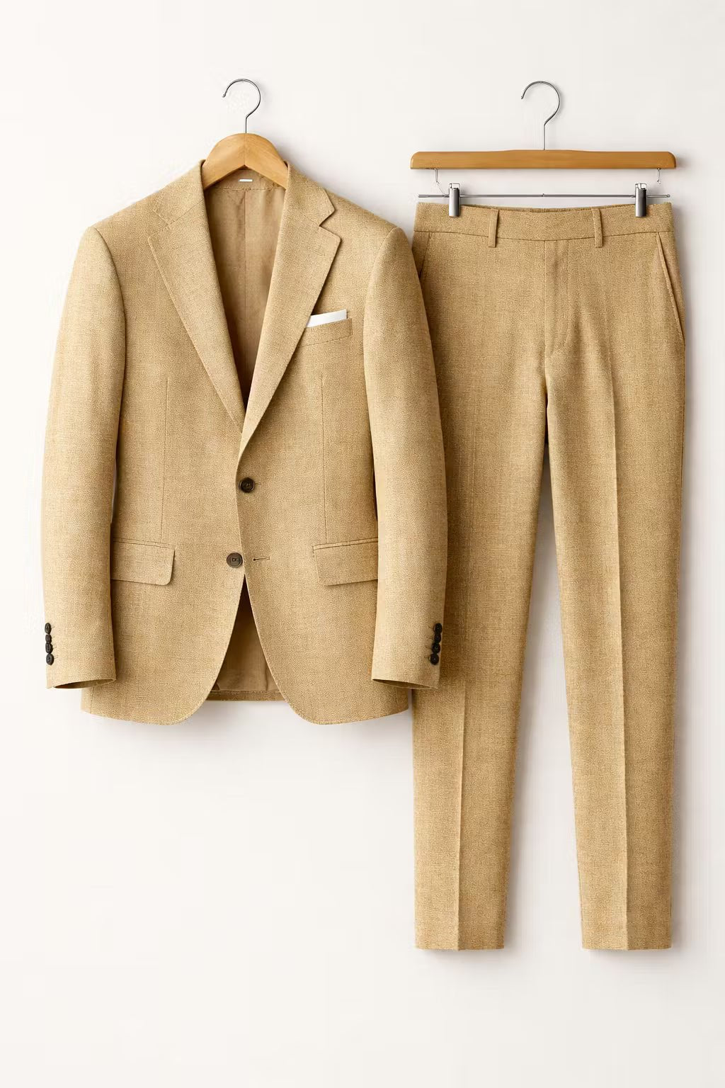 Men's Slim-Fit Structured Nylon Blend Two-Piece Set - Khaki