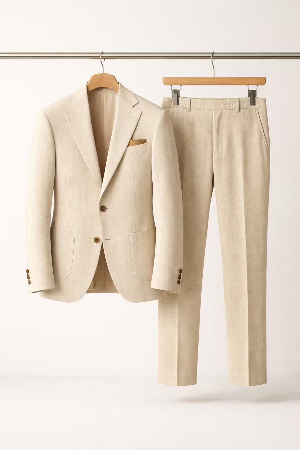 Men's Slim-Fit Structured Nylon Blend Two-Piece Set - Beige