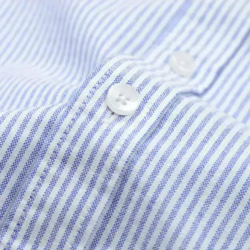 Men's Striped Cotton Shirt Button Down Long Sleeve