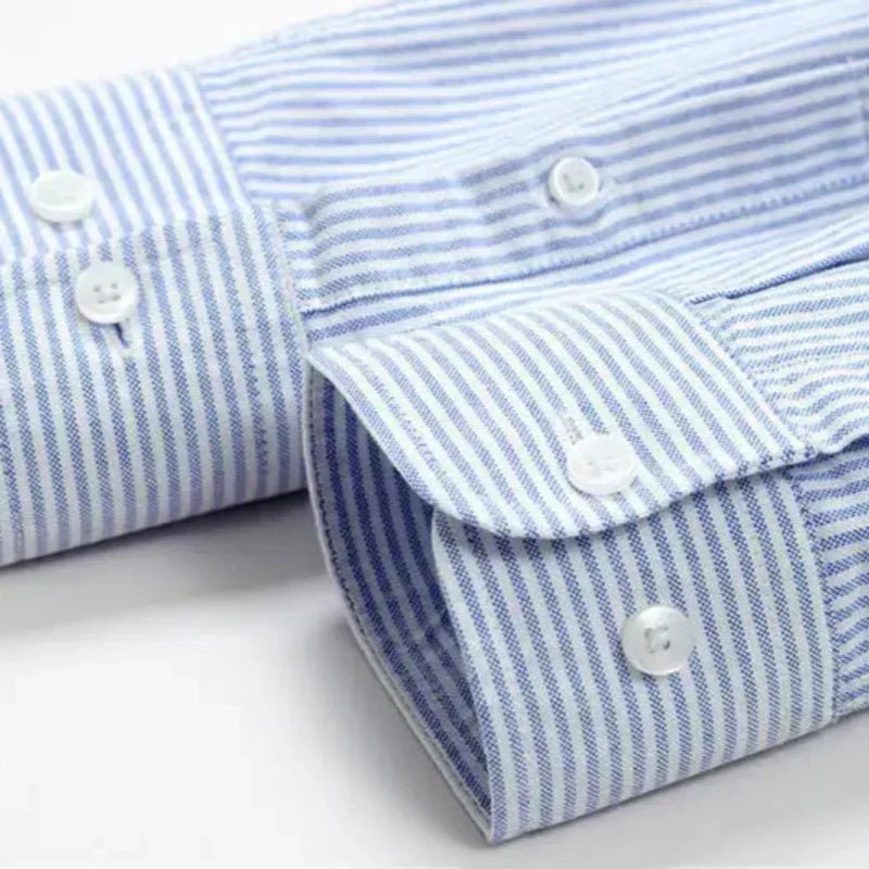 Men's Striped Cotton Shirt Button Down Long Sleeve