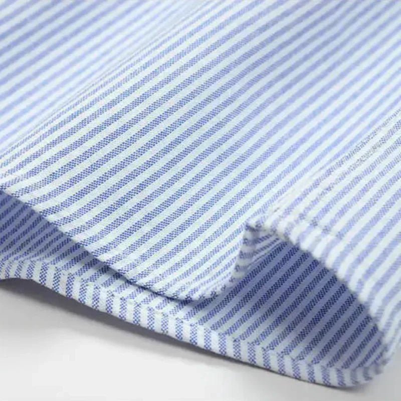 Men's Striped Cotton Shirt Button Down Long Sleeve