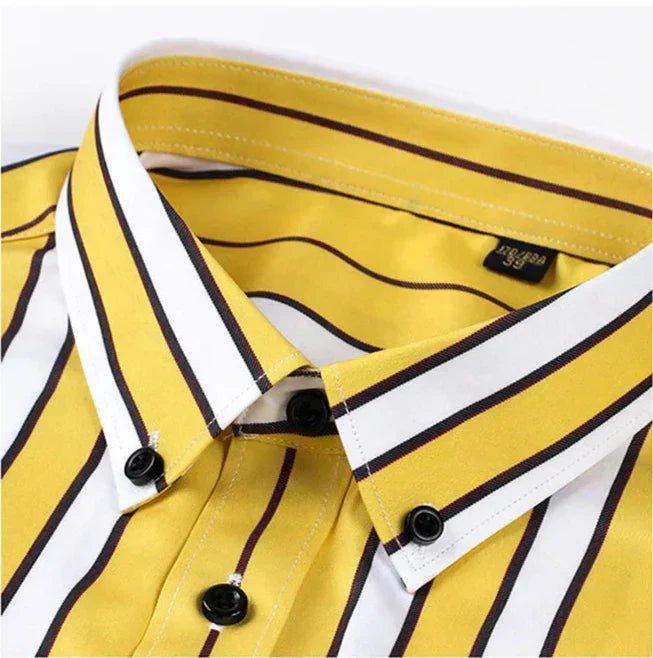 Men's Striped Cotton Shirt Relaxed Fit Long Sleeve