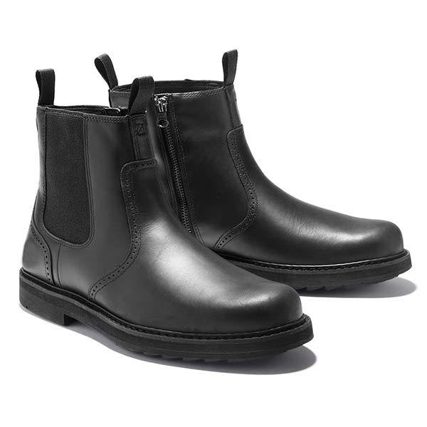 Men's Suede Chelsea Boots with Elastic Side Panels - Black