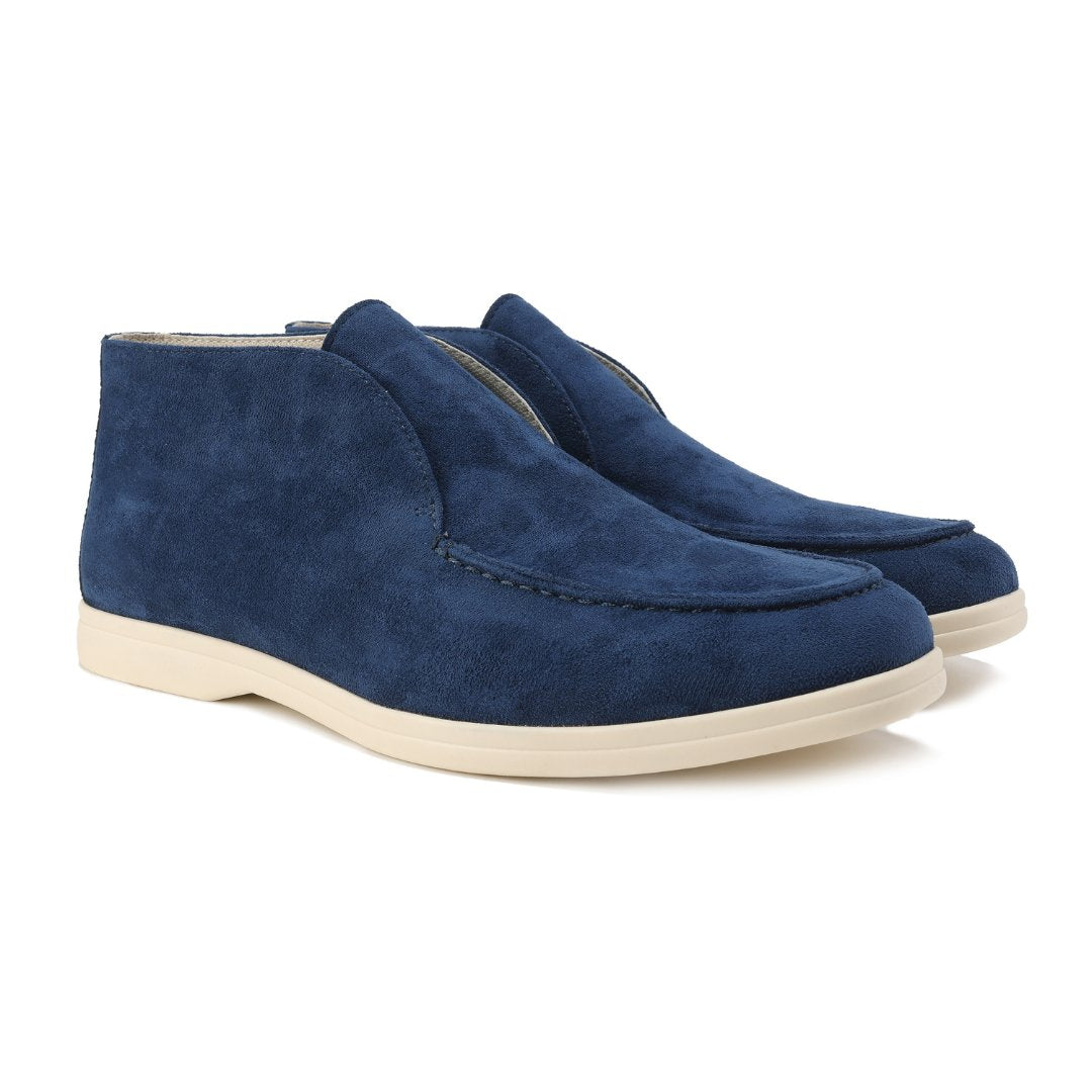 Men's Suede Chukka Boots Slip-On Ankle Height Casual - Navy Blue