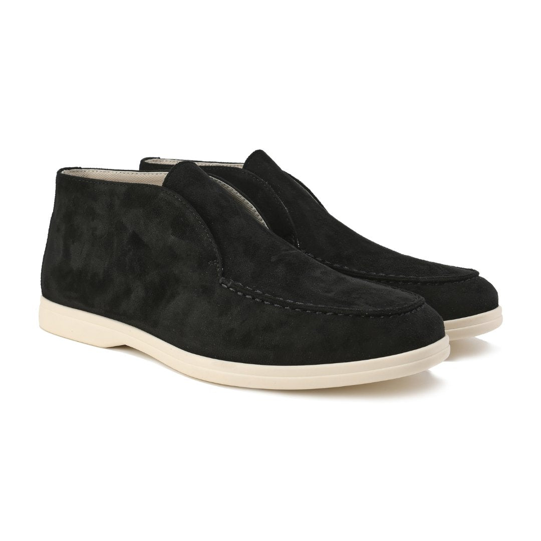 Men's Suede Chukka Boots Slip-On Ankle Height Casual - Black