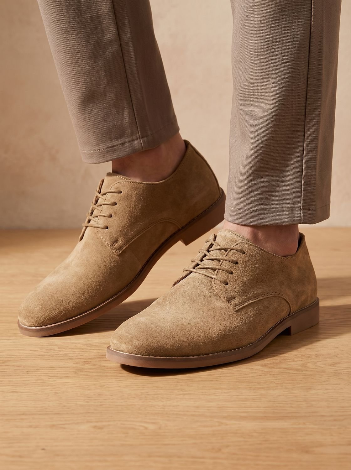Men's Suede Lace-Up Derby Shoes Minimalist Oxford
