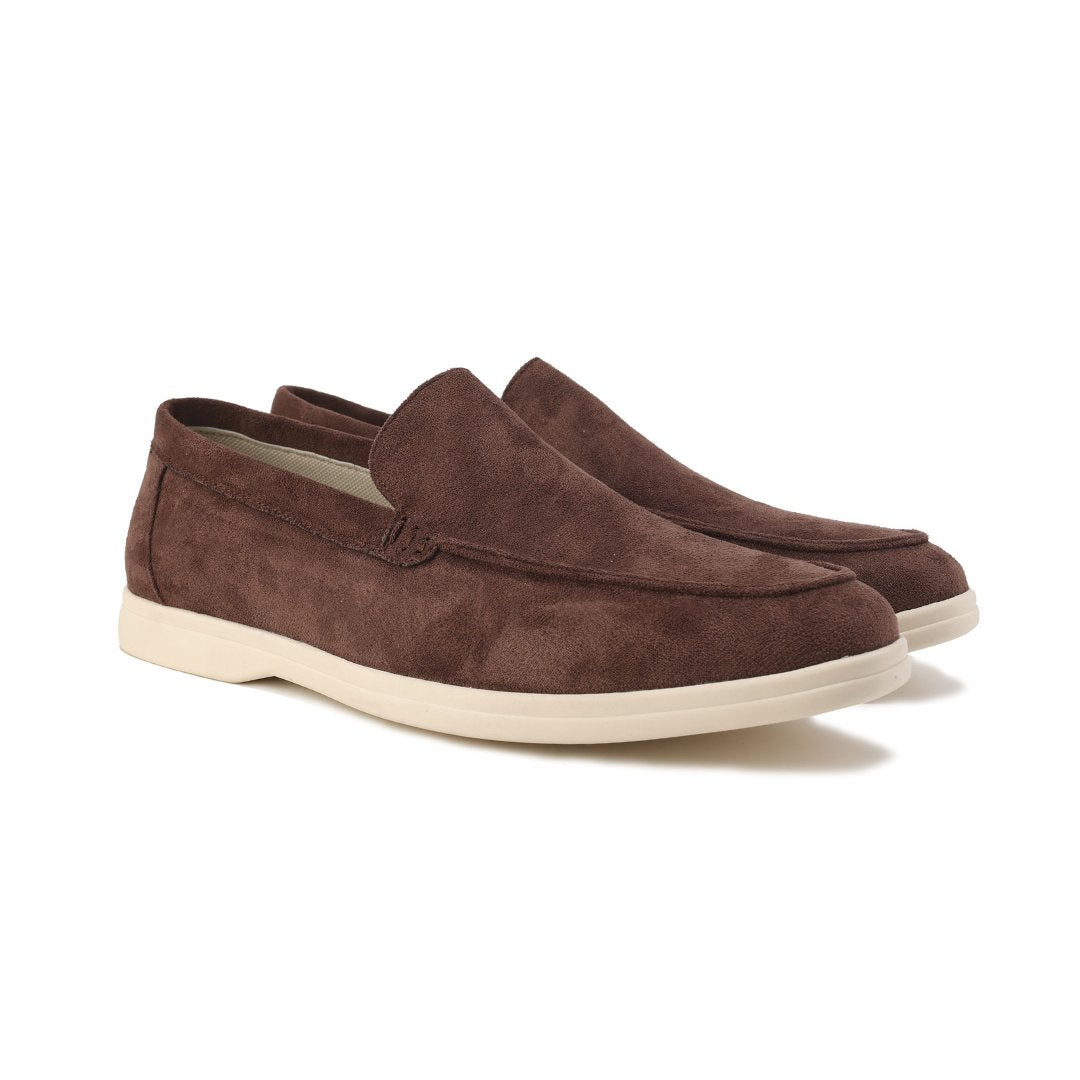 Men's Suede Loafers Slip-On Casual Comfort Shoes - Chocolate