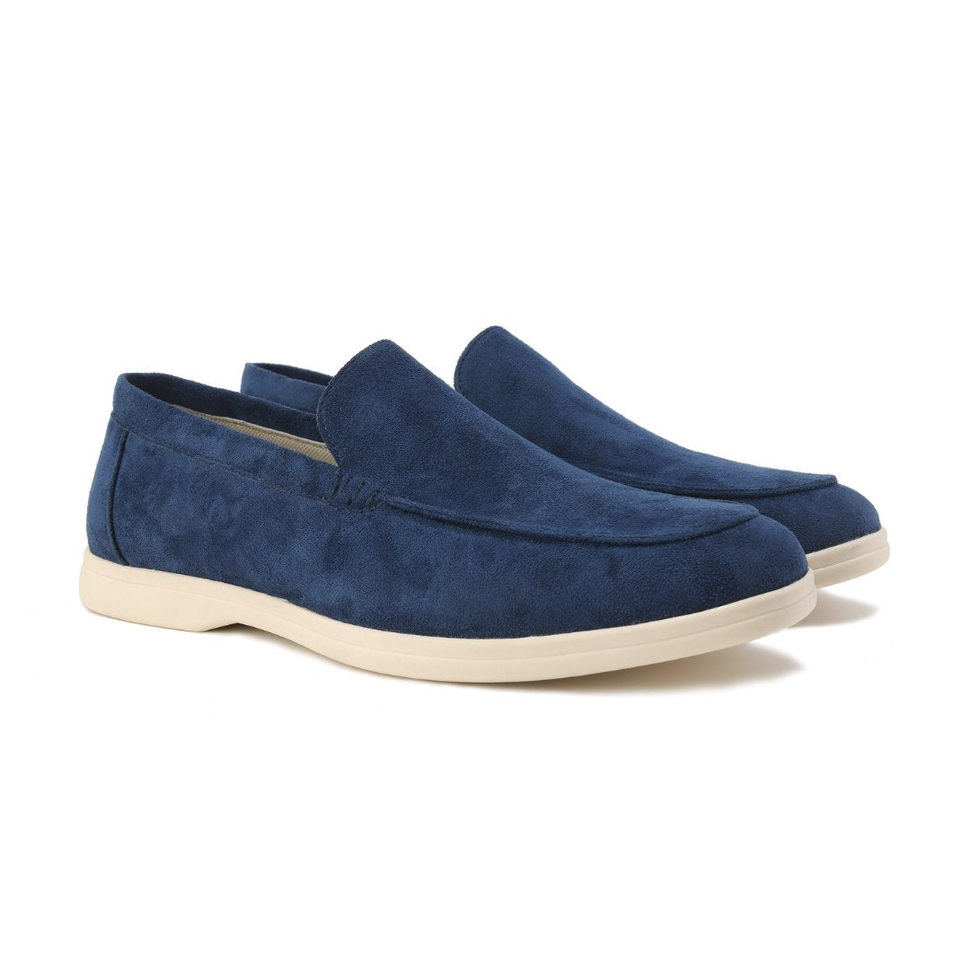 Men's Suede Loafers Slip-On Casual Comfort Shoes - Navy Blue