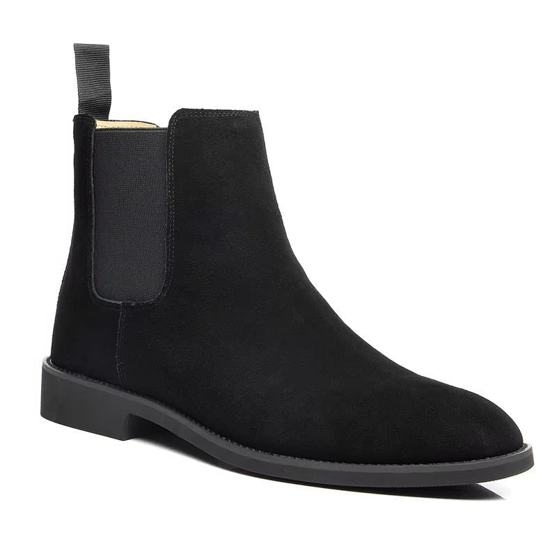 Men's Suede Slip-On Chelsea Ankle Boots - Black