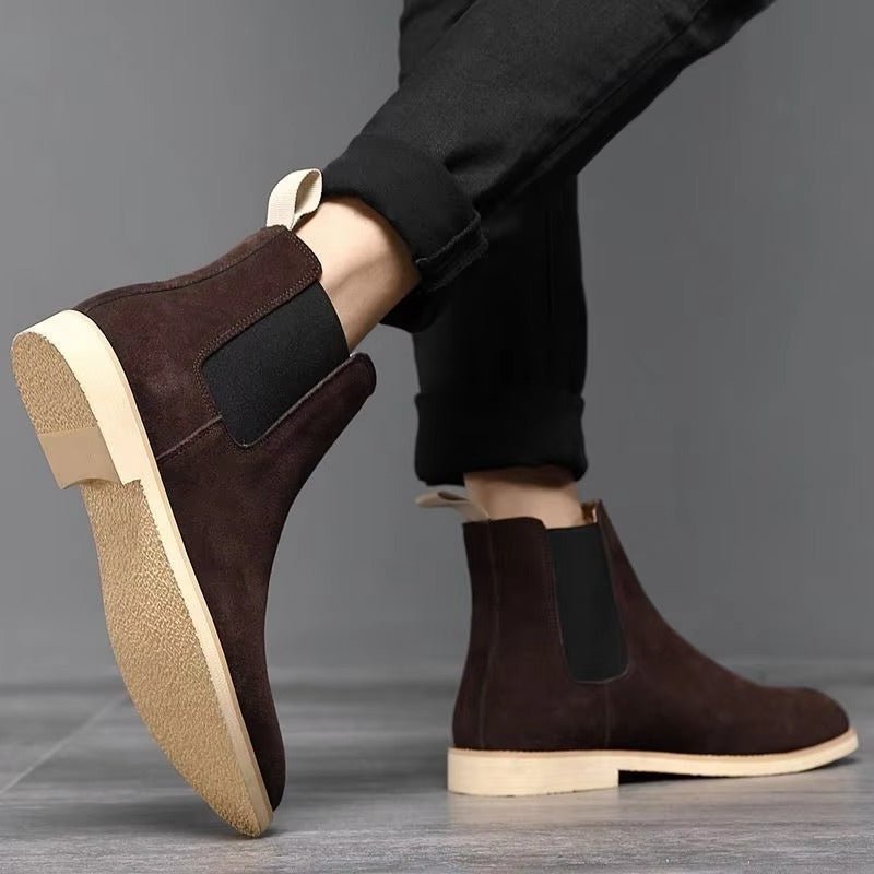 Men's Suede Slip-On Chelsea Ankle Boots