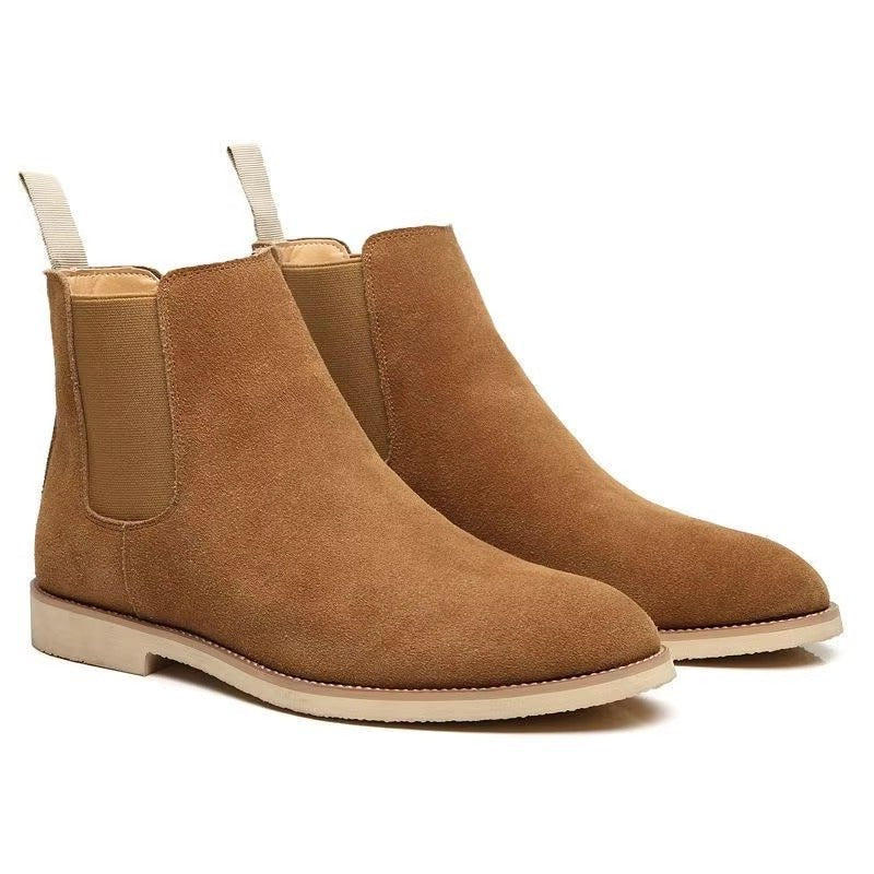 Men's Suede Slip-On Chelsea Ankle Boots - Light Brown
