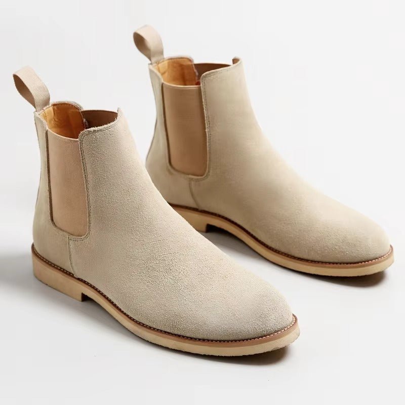 Men's Suede Slip-On Chelsea Ankle Boots - Beige