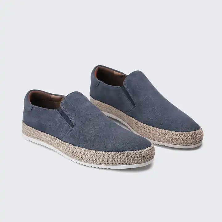 Men's Suede Slip-On Shoes Espadrille Sole Casual - Gray
