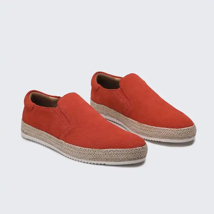 Men's Suede Slip-On Shoes Espadrille Sole Casual - Orange