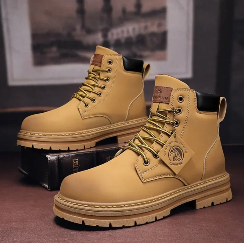Men's work boots lace-up high-top leather construction - Brown