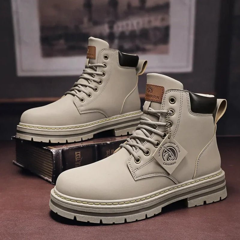 Men's work boots lace-up high-top leather construction - Gray