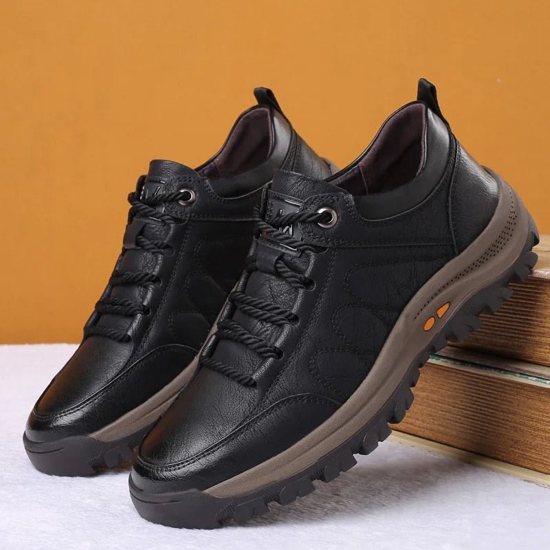 Men's Work Boots Leather Lace-Up Casual Safety Shoes
