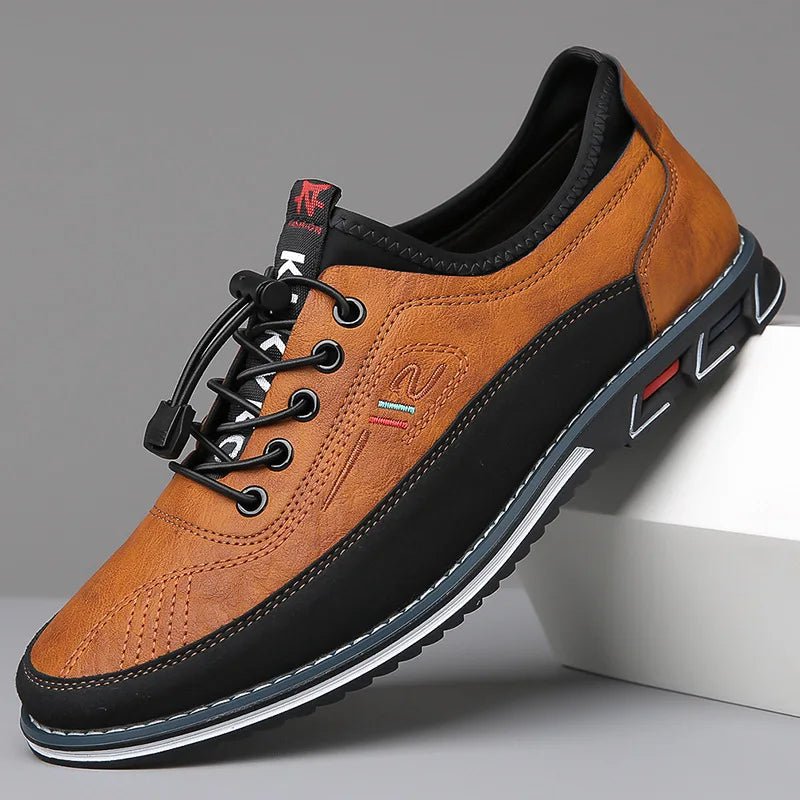 Men's Work Boots Leather Oxford Lace-Up Casual - Brown