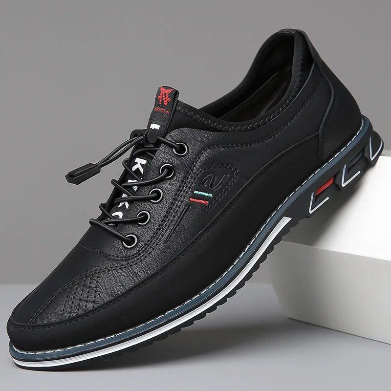 Men's Work Boots Leather Oxford Lace-Up Casual - Black