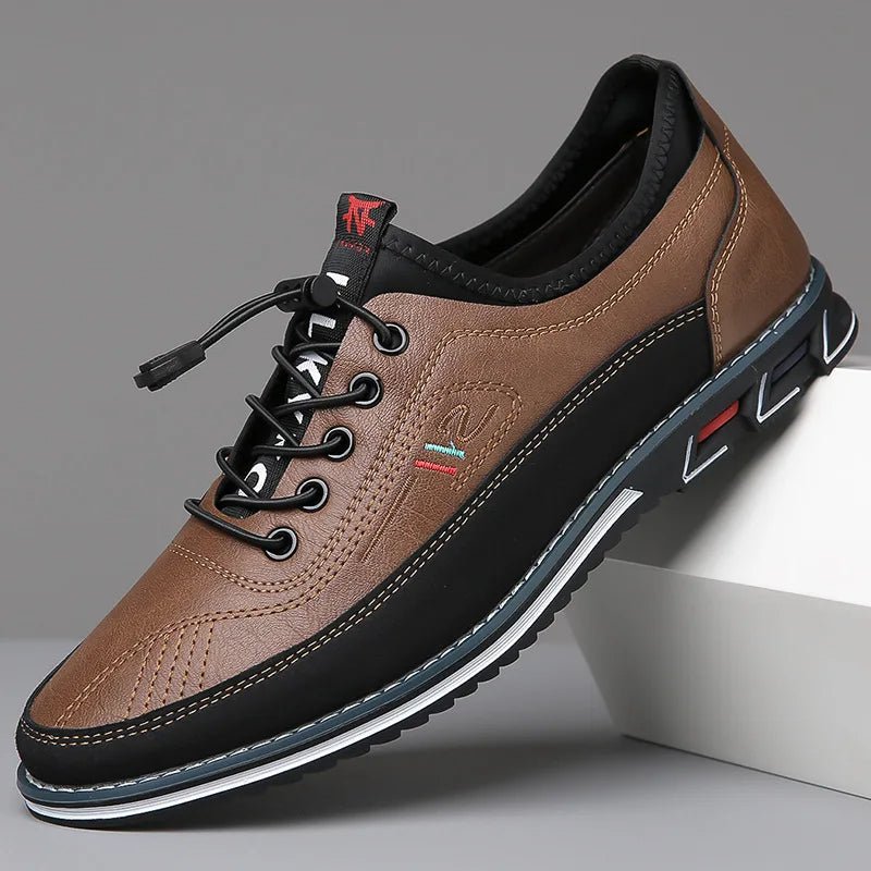 Men's Work Boots Leather Oxford Lace-Up Casual - Dark Brown