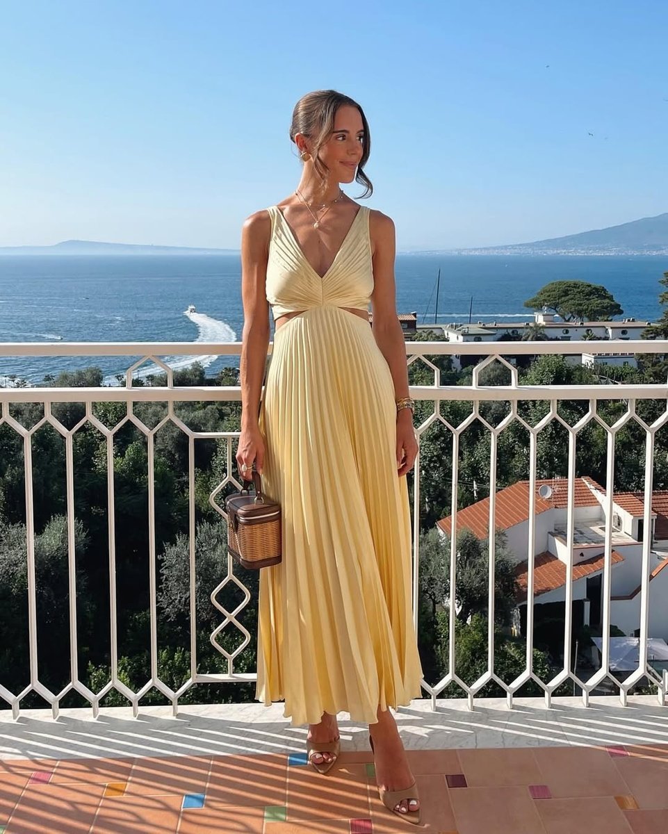 Mother of the Bride Dress Pleated Cutout V-Neck Maxi