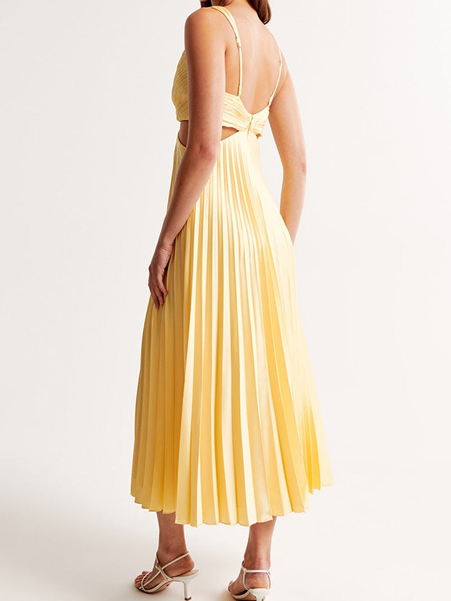 Mother of the Bride Dress Pleated Cutout V-Neck Maxi
