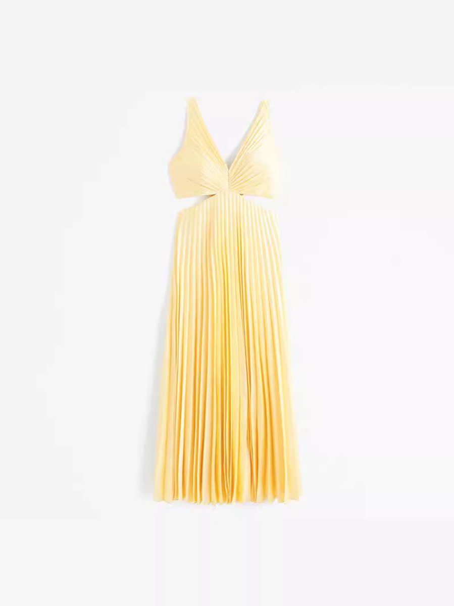 Mother of the Bride Dress Pleated Cutout V-Neck Maxi