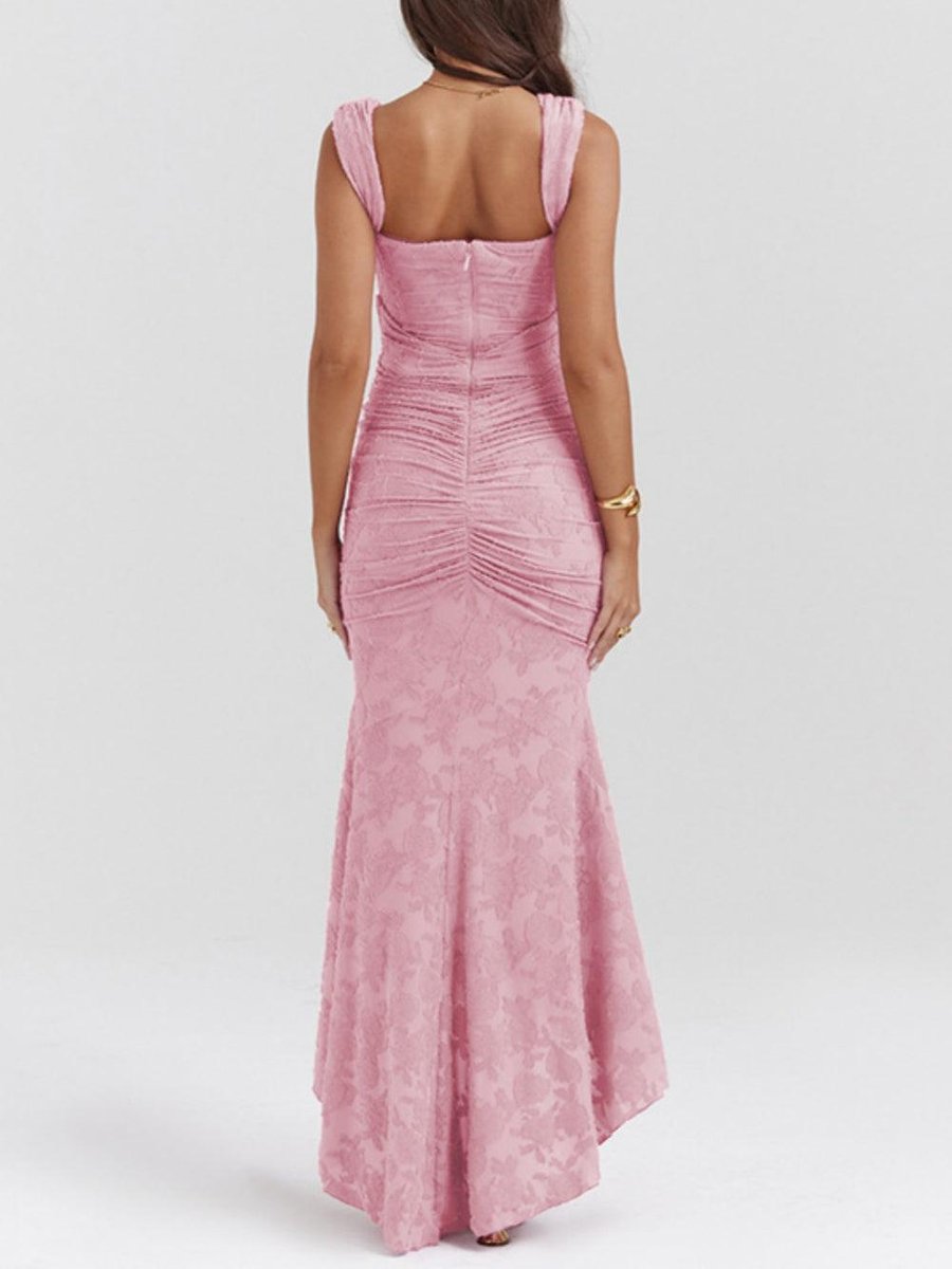 Mother of the Bride Dress Ruched Corset Mermaid Jacquard Lace Midi
