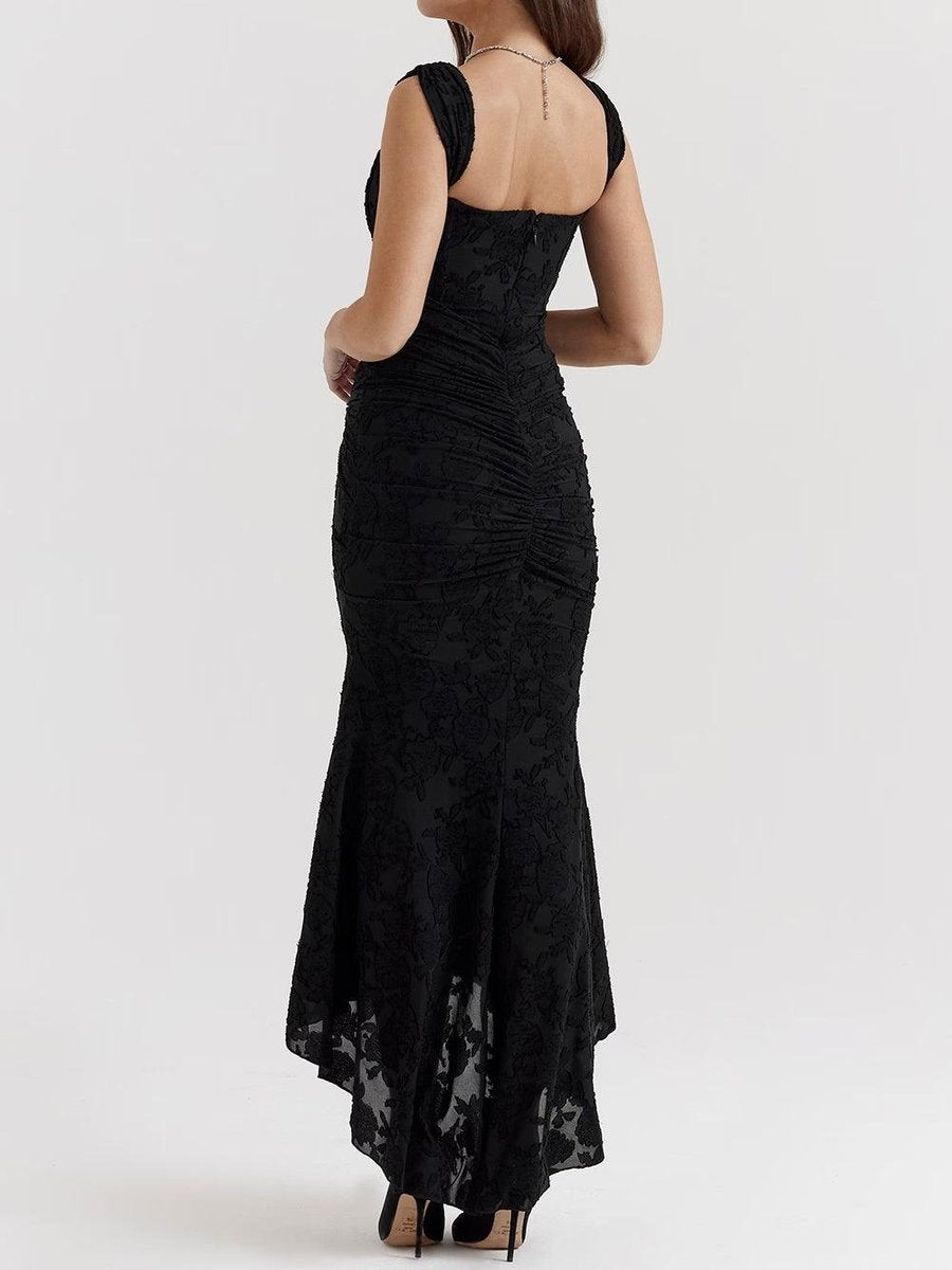 Mother of the Bride Dress Ruched Corset Mermaid Jacquard Lace Midi