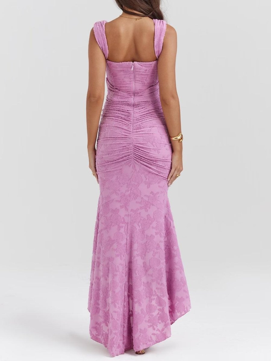 Mother of the Bride Dress Ruched Corset Mermaid Jacquard Lace Midi