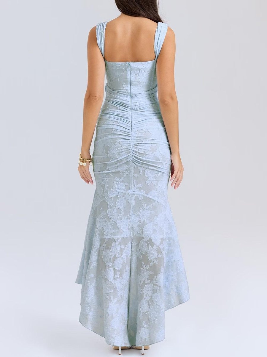 Mother of the Bride Dress Ruched Corset Mermaid Jacquard Lace Midi