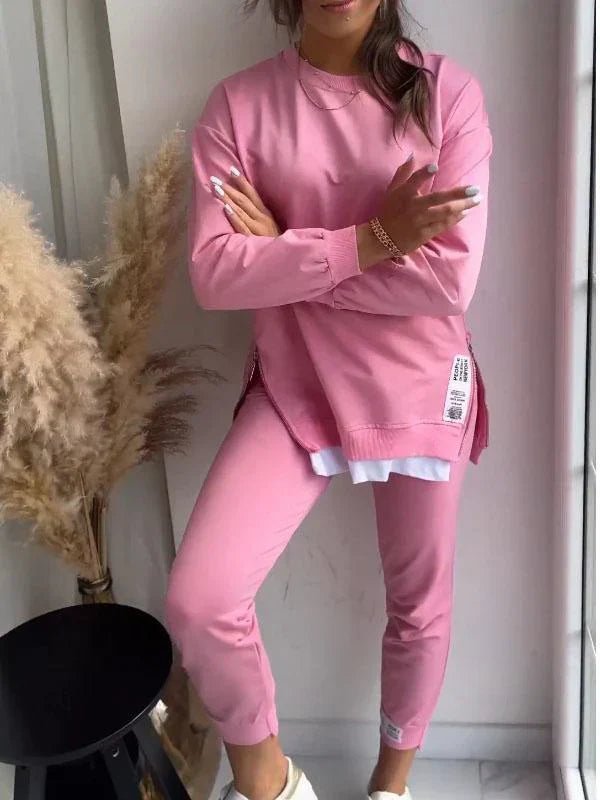 Two Piece Lounge Set Oversized Top Tapered Joggers