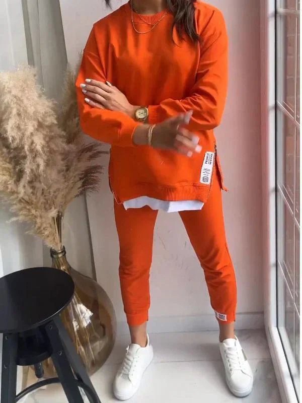 Two Piece Lounge Set Oversized Top Tapered Joggers