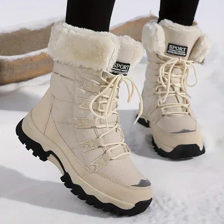 Winter Boots Waterproof Warm Insulated Fur Lined - Beige