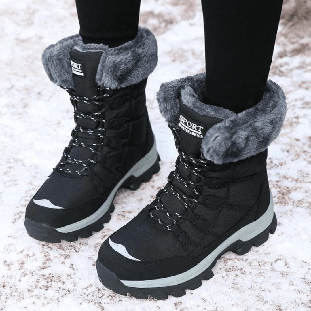 Winter Boots Waterproof Warm Insulated Fur Lined - Black