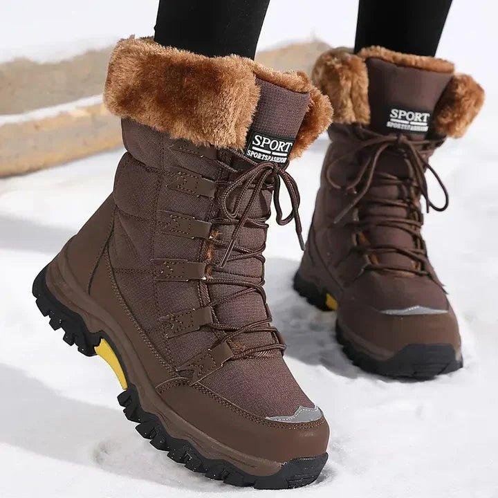 Winter Boots Waterproof Warm Insulated Fur Lined - Brown