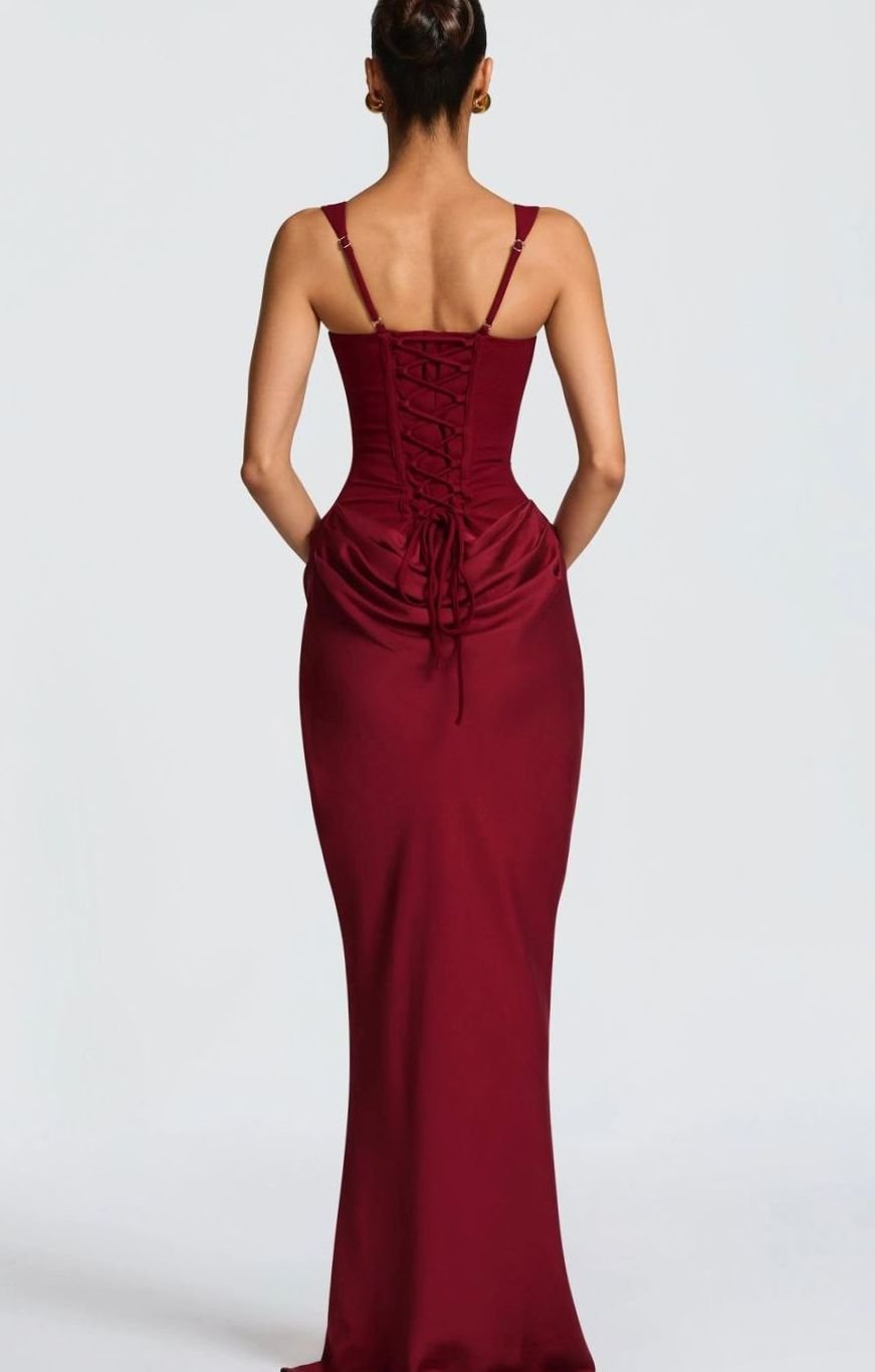 Women's Backless Bodycon Square-Neck Maxi Dress