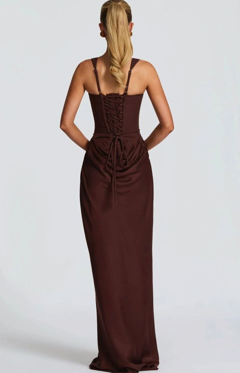 Women's Backless Bodycon Square-Neck Maxi Dress