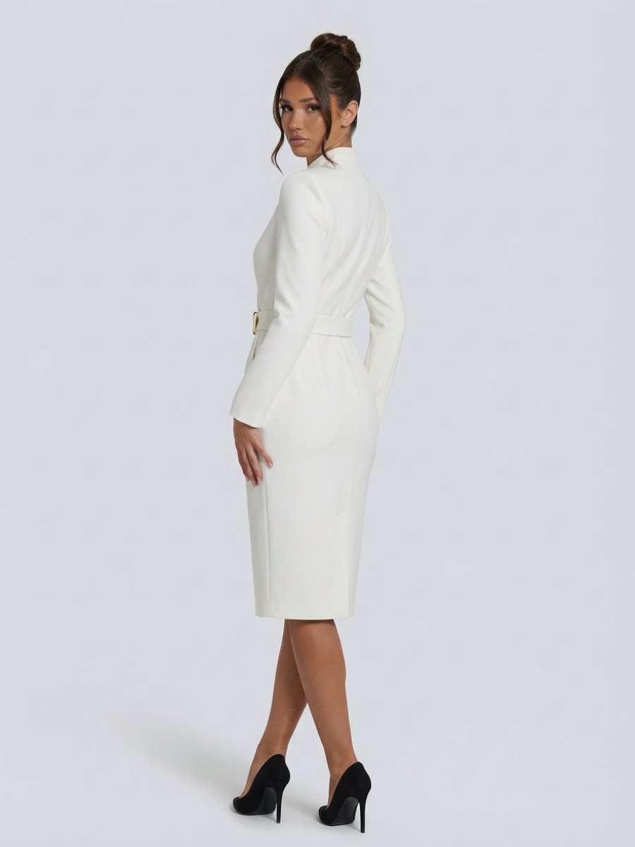 Women's Belted Wrap Midi Summer Dress Jumpsuit Long Sleeve
